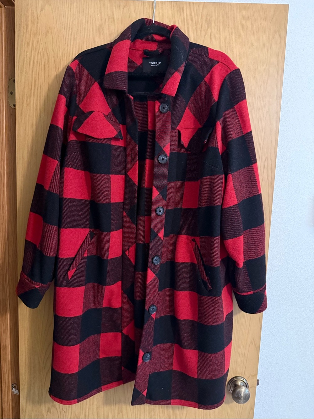 torrid Red and Black Buffalo Plaid Button-Front Jacket